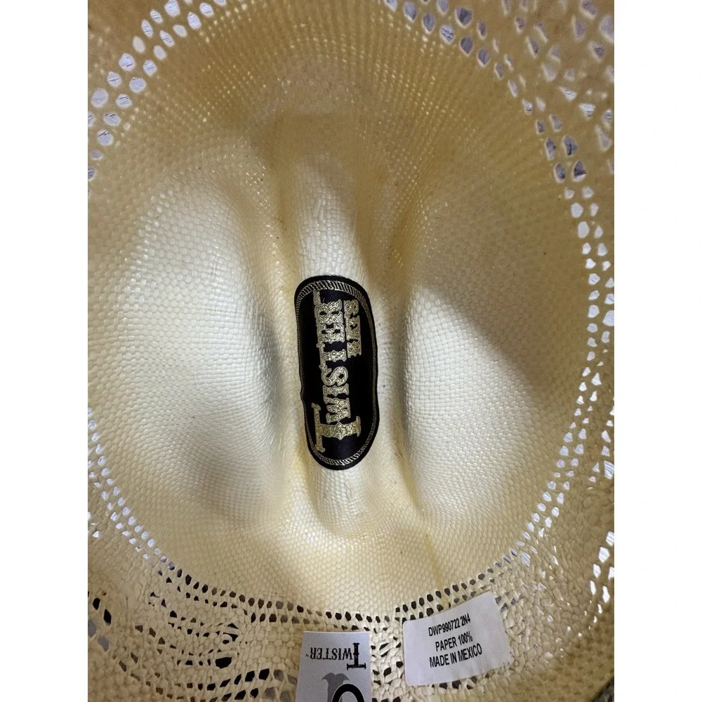 Twister White Straw Western Cowboy Hat 6 7/8 Bangora Made In Mexico
